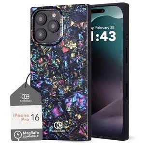 COCOMII Rectangle Case for iPhone 16 Pro, Compatible with MagSafe, Nebula Abalone Shell