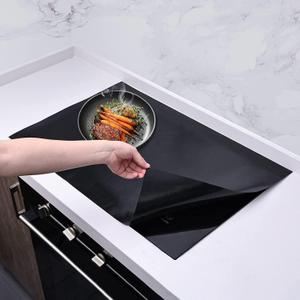 KitchenRaku Large Induction Cooktop Protector Mat, (Magnetic) Electric Stove Burner Covers Antiscratch as Glass Top Stove Cover or Electric Stove Top (Monochromatic Black24x20.8 Inch)