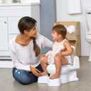 The First Years Super Pooper Potty Training Toilet Plus Potty Seat with Foot Rest White 2-in-1 Toddler Toilet Seat and Potty Chair