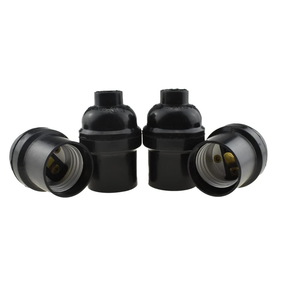 HAHIYO E26 Lamp Socket Screw in Mount Light Socket Bulb Holder Fixture Easy Wire Tighten Down Not Loose Twist PBT+ Plastic Maximum for Decor Table Electrical Circuit 4 Pieces