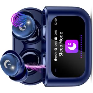 VEKJ Sleep Earbuds Bluetooth 5.4 in Ear Light-Weight Headphones, 48H Smart Touch Screen Ear Buds, Mini Sleep Headphones Small Design for Side Sleepers, Clear Calls Earphones, 5 EQ Modes, IPX7, Blue