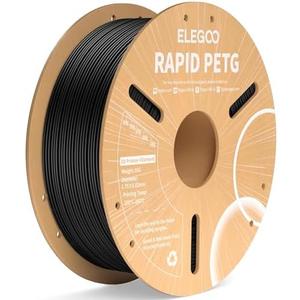 ELEGOO Rapid PETG Filament 1.75mm Black 1KG, High Speed 30-600mm/s 3D Printer Filament Dimensional Accuracy +/- 0.02 mm, 1kg Cardboard Spool(2.2lbs) Fits for Most FDM 3D Printers Black