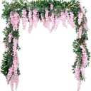 1pc/2pcs Encrypted Flower Vine Wisteria Artificial Flowers Garland,White Wisteria Hanging Flowers Flower Garland Decorations for Home Garden Outdoor Ceremony Wedding Arch Decoration (Pink, 2pcs)