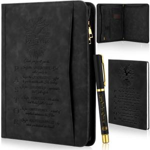 Fuyoooo 3 Pcs Father's Day Christian Gifts for Church Men Pastor's Appreciation Gifts Leather Bible Verse Portfolio Scripture Notebook Bible Pen Religious Portfolio for Pastor Ordained Minister