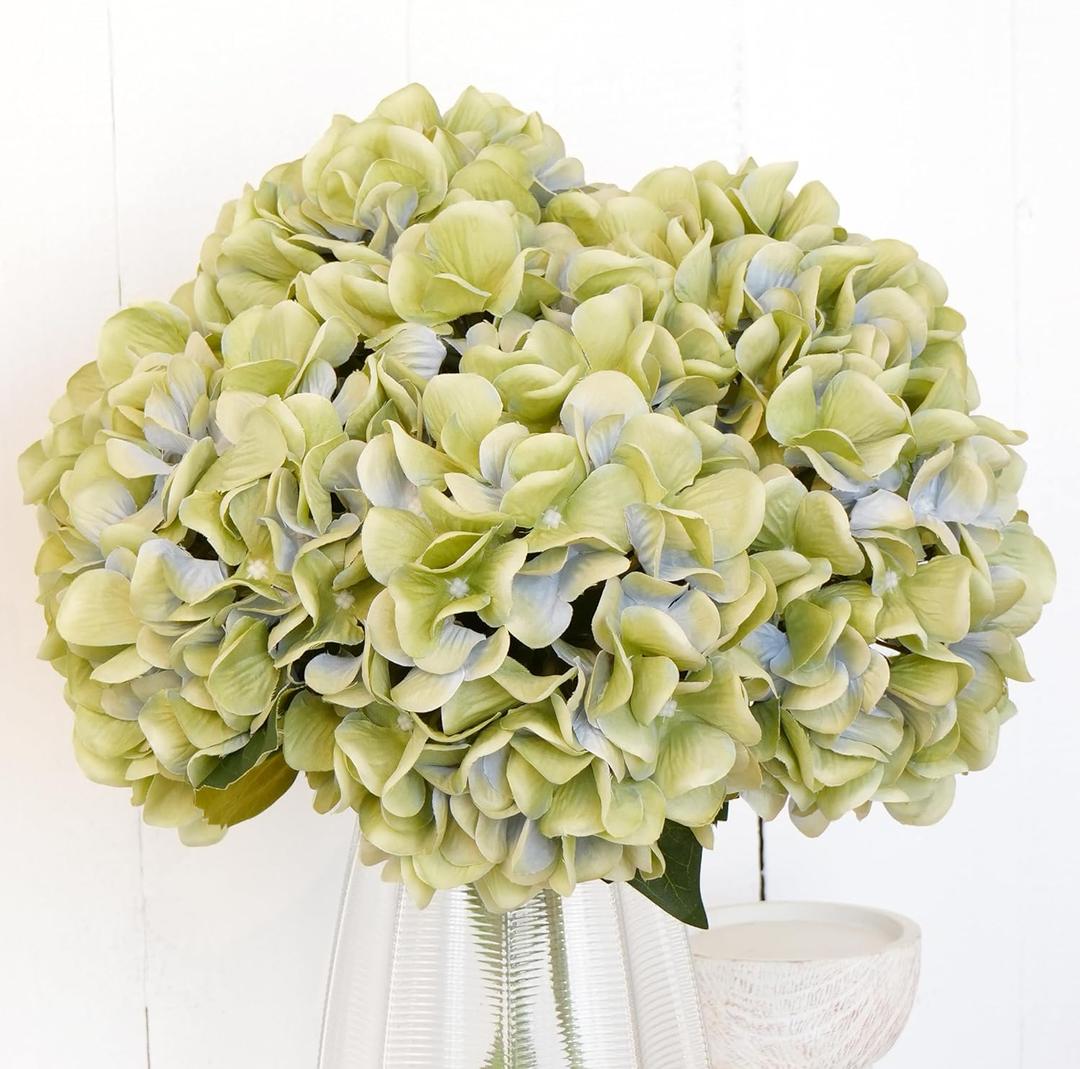 7 Pcs Fake Hydrangeas, 17.8'' Long Stem Silk Hydrangea Flowers Artificial Flower Bouquet for Home Party Office Garden Indoor Decor, DIY Floral Arrangements, Table Centerpieces, Vase Filler