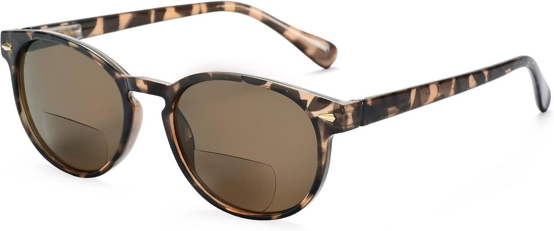 Madison Avenue Round Bifocal Reading Sunglasses for Women Men Spring Hinge,UV Protection Sun Reader Glasses (Demi, 3.0)