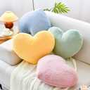 XVTRU Sage Green Heart Pillows, Cute Heart Decorative Pillow, Heart Shaped Throw Pillows for Bed, Faux Rabbit Fur Plush Hoom Decor Pillow Cushion for Chair Sofa Living Room (Medium-15.7"x11.8")