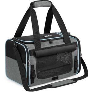 rabbitgoo Cat Carrier Soft with Rollable Flap, Travel Safe for Car Airline | Comfortable for Anxious Kittens, Collapsible Portable Carrying Bag, Small Medium Cats, Escape Proof, Grey, 19"Lx12"Wx12"H