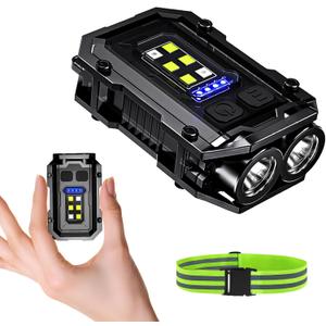 Clip on Flashlight, 8 Modes Running Light for Runners Rechargeable Safety Lights Portable COB Flashlight for Night Working, Running, Camping, Fishing, Hiking, Dog, Gift