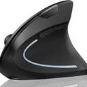 Lekvey Ergonomic Mouse, Vertical Wireless Mouse: Rechargeable Optical Carpal Tunnel Mice with 2.4G USB Receiver, 1000/1200/1600 DPI, 6 Buttons, for Laptop, Computer, Mac, PC, Desktop, Notebook, Black