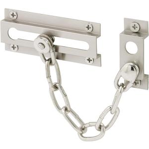 Prime-Line Products U 10304 Prime Line U-10304 Standard Door Guard, 3-5/16 X 5/8 in W, Steel Chain/Solid Keeper, 3-5/16 X 5/8" W, Satin Nickel"