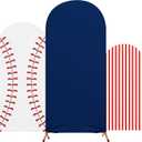RimCereal 3 Set Baseball Theme Arch Backdrop Stand Covers 4ft 5ft 6ft Sport Background Arched Stretchy Fabric Backdrop Cover for Boys Birthday Baseball Party Decoration
