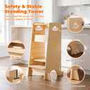 Wooden Toddler Standing Tower, Adjustable Height Learning Tower for Kids, 17.7"D x 22.8"W x 35.6"H