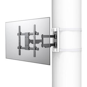 CondoMounts CLMTVA1044 Full Motion LARGE Pillar TV Mount | Column TV Mount | Round & Square TV Post Mount | NO Drill | Holds 80lbs | Fits 32-in. to 70-in. TVs | Fits pillars 8-in & Wider | White Strap