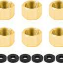 (Pack of 6) Brass 3/8'' Compression valve Cap Fitting for Sink Shut off Angle Stop Water Line Valve with Sealing Rubber Gasket Washer