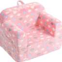 Toddler Chair  Plush Kids Sofa with Carry Handle, Comfy Convertible Lounger for Boys & Girls, Bedroom & Reading Chair (Pink Cloud)