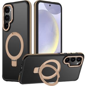 for Samsung Galaxy S24 Case, Magnetic Adjustable Ring Stand [Fit for Magsafe], [Military-Grade Shockproof Protection] Phone Case with Kickstand&Ring Holder (Desert Gold)