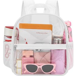 Oraben Clear Backpack for Stadium Events Stadium Backpack Waterproof 12x6x12 Clear Bag for Adult Concert Sport Work (White)
