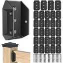 30 Pcs Aluminum Deck Railing Bracket Connectors for 2x4 (Actual 1 " x 3 ") Wood Post, Ultra-Durable Railing Connector with 180pcs Deck Screws for Wooden Stair Fence Railing