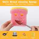 2 x 3-Pack Toast-Shaped Kitchen Dish Scrub Sponges, Temperature Controlled Colorful Non-Scratch Dual-Sided Cleaning Pads, Multipurpose Premium Cleaning Sponges for Kitchen, Bathroom & Household Use