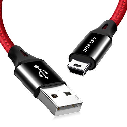 AGVEE 2 Pack 6.6ft Replacement for Garmin Nuvi GPS Charger Data Cable Gpsmap Charging Cord, TI-84 Plus/CE/C Silver, Blue Yeti USB Microphone/Pro Mic, for Canon IFC-400PCU/300PCU/200U, Red