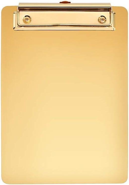 A4 Clipboard Gold Stainless Steel Metal Legal Pad Menu Writing Pad Office Organiser with Hanging Hole by NEWBEER 12.5x8.9inch 19oz
