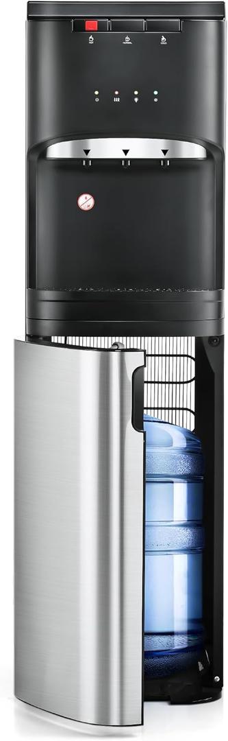 Euhomy Self Cleaning Bottom Loading Water Cooler Dispenser, with UV Lights Stainless Steel Water Cooler for Home, Office, Living Room, 3 Or 5 Gallon BottleBlack