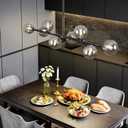 37" Black Linear Chandelier Smoked Globe Dining Room Light Fixture