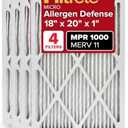 Filtrete 18x20x1 AC Furnace Air Filter, MERV 11, MPR 1000, Micro Allergen Defense, 3-Month Pleated 1-Inch Electrostatic Air Cleaning Filter, 4 Pack (Actual Size 17.81 x 19.81 x 0.81 in)