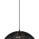 JONATHAN Y 20" Black Modern Bohemian Woven Rope LED Pendant Light Fixture, Adjustable Dome Ceiling Lamp for Kitchen Island, Rope Shade, Coastal Farmhouse Decor (JYL6504C)