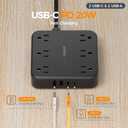 TESSAN 15Ft Black Extension Cord with Multiple Outlets, Surge Protector Power Strip with 6 Outlets and 4 USB Ports (2 USB C), 2100 Joules Protection, Flat Plug, Outlet Extender for Home, Office, Dorm