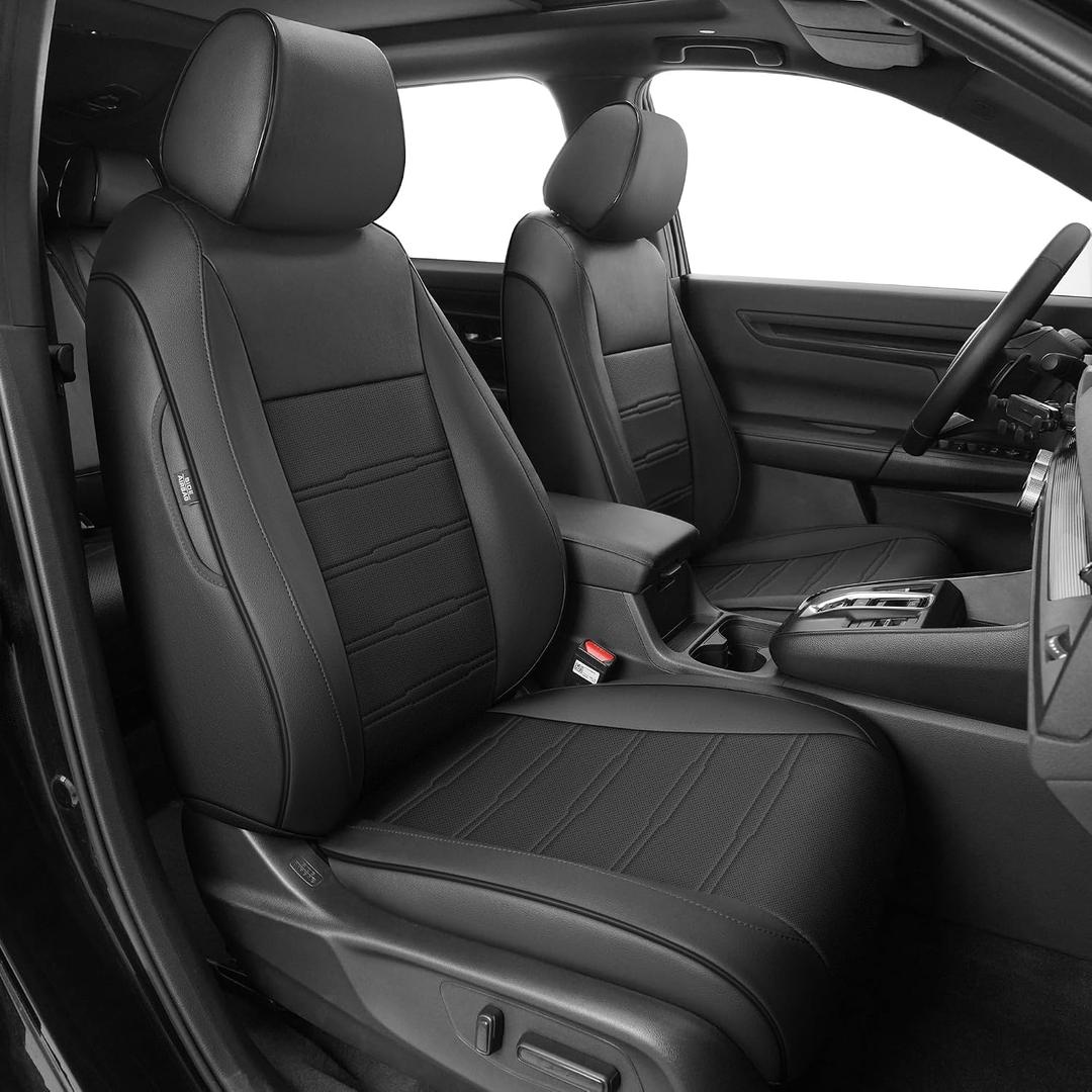AOMSAZTO Custom Fit Seat Covers for Honda CRV 2023 2024 2025 2026 EX-L/EX/LX/Sport/Touring/Hybrid/Trailsport Full Set Faux Leather CR-V Seat Covers Black