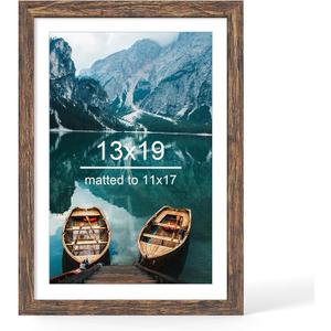 Hongkee 13x19 Picture Frame, Rustic Brown Wood Style, Wall Mounting