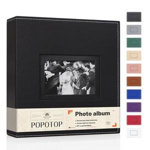 Popotop Photo Album 4x6 300 Pockets with Leather Hardcover Cover, Small Photo Album Holder Book with 50Pcs Pages for Family Travel Wedding Baby Gifts