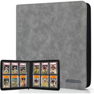 60 Pockets Graded Card Binder, PSA Slab Holder Binder, Graded Card Storage Album for PSA and CGC Slabs (6 Pockets, Gray)