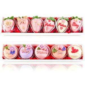 25 Pack 12 x 2.8 x 2.4 Inches Strawberry Boxes with Clear Lids,Long Macaron Boxes Gift Boxes For Cookies,Truffle,Cocoa Bombs,Chocolate (White)