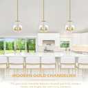 10" Gold Pendant Lights 2 Pack Glass Globe Pendant Light Fixture Bedroom Mid Century Modern Pendant Lighting Brass Pendant Light for Kitchen Island Bedroom Living Room (Bulb Incl.)