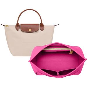 OPPOSHE Purse Organizer Insert for Longchamp Le Pliage, Premium Felt Long Champ Bag Handbag Women, Tote Organizer Insert with 6 Compartments (Small, Rosy) (S-7.9*5.5*6.5in)