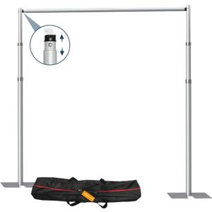 SLOW DOLPHIN 10x 8.6ft Pipe and Drap Backdrop Stand Kit,Heavy Duty Adjustable Frame Backdrop Stand for Event, Birthday Party, displays and Wedding Decoration