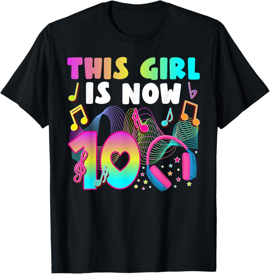 10th Music Birthday Party 10 Year Old Musical Birthday T-Shirt, Size L