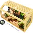 30 Gallon Reptile Tank, Wooden Bearded Dragon Terrarium Tank with Top Ventilation, Large Reptile Enclosure for Snake, Lizard, and Leopard Gecko, Includes Feeding Tongs, 32" L x 16" W x 16" H