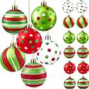 12 Pcs Christmas Ball Ornaments for Tree, 2.4 Inch Glittering Hanging Bulbs Pendants for Christmas Tree Decorations Red and Green