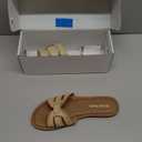 DREAM PAIRS Women's Dressy Slide Sandals Slip-on Open Round Toe Flat Sandals Fashion Casual Comfortable Summer Beach Walking Slides (7.5, Nude-raffia)