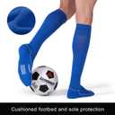 FITRELL 2/3 Pack Soccer Socks Baseball Softball For Youth Kids Boys Girls, Over-The-Calf Football Socks for Adult Men Women (Blue, S)