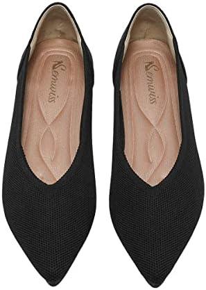 Semwiss Women's Ballet Flats Comfortable Casual Dressy Shoes, Work Flats Office Shoes Pointed Toe Leopard Flats 39