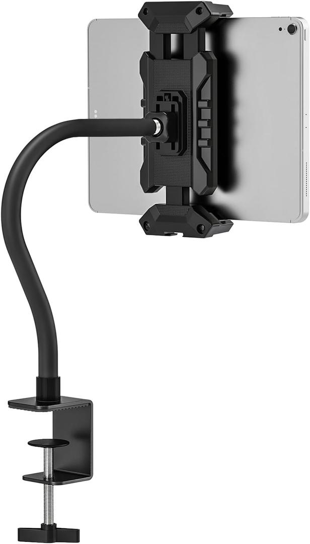 Tablet Stand Holder, Gooseneck iPad Desk Mount for Kitchen, Work Meetings, Video, Tablet Clamp Mount Compatible with iPad mini/Air/Pro, Kindle Fire HD, Galaxy Tabs and All 4.7-13.5" Tablets