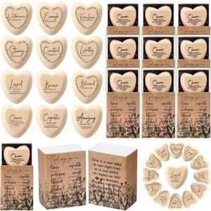 60 Sets Easter Christian Gift Bulk God Say You Are Wooden Religious Pocket Hug Heart Bible Verses Pocket Hug Token God Bless Party Favors Scripture Gifts for Church Member Mom Dad (Wood Color)