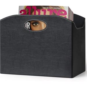 EZDeco Magazine Holder Foldable Magazine Rack Floor PU Leather File Holder Newspaper Book Storage Magazine Basket Document File Folder Organizer for Office Home (Black)