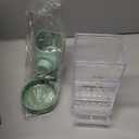 Jingmore 4 Pcs No Mess Small Bird Feeder Parakeet Water Dispenser Set Automatic Clear Parakeet Feeder Acrylic Watered Cage Accessories for Canary Budgie Lovebirds Finches(Green)