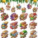 36PCS Wooden Gingerbread Man Ornaments - 12 Unique Festive Designs for Christmas Tree & Holiday Decor